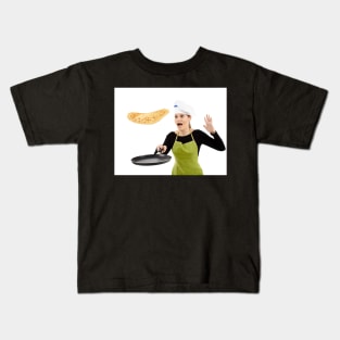 Cook about to drop a flipping pancake Kids T-Shirt